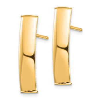 14k Yellow Gold Polished Curved Bar Stud Earrings