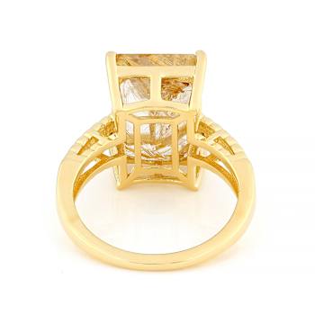 Golden Rutilated Quartz And Smoky Quartz Ring In 18K Gold Over Sterling
Silver 7.41ctw