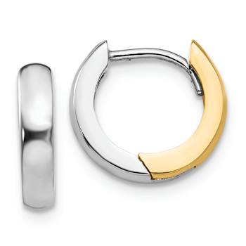 14k Two-tone 7/16" Round Hinged Hoop Earrings