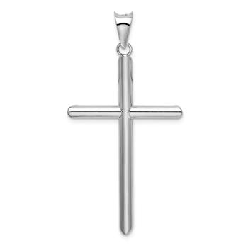 Rhodium Over 14k White Gold Polished Cross Pendant