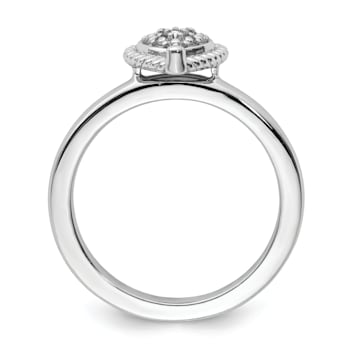 Sterling Silver Stackable Expressions Heart Diamond Ring 0.024ctw