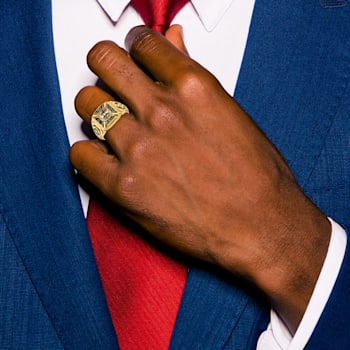 10K Yellow Gold Men's Textured with Enamel Knights Templar Masonic Ring