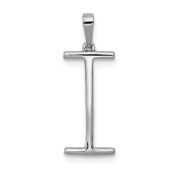 Rhodium Over 14K White Gold Diamond Letter I Initial Pendant