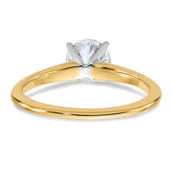 14K Yellow Gold With White Gold Accents 1 ct. D E F Pure Light Round
Moissanite Solitaire Ring
