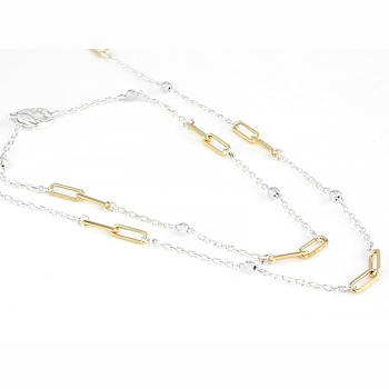Two-Tone Paperclip Station 18 Inch Necklace And 7.25 Inch Bracelet Set
In Sterling Silver With 18K Gold Over Sterling Silver