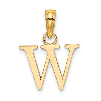 14k Yellow Gold Polished Block Letter W Initial Pendant