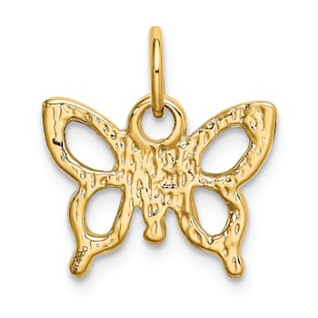 14k Yellow Gold Solid Polished Butterfly Pendant