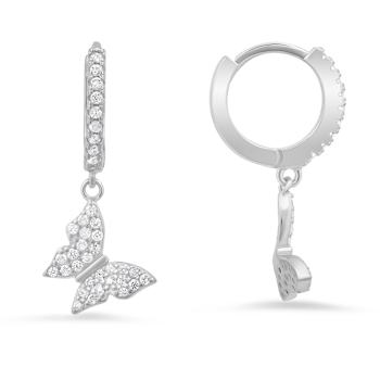 White Cubic Zirconia Rhodium Over Sterling Silver Butterfly Earrings 0.45ctw