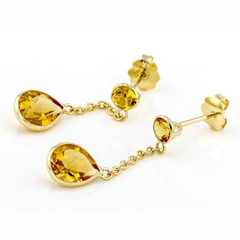 Yellow Citrine 14k Yellow Gold Dangle Earrings 2.14ctw