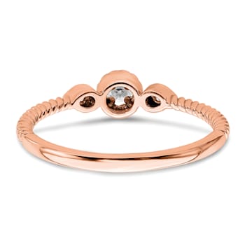 14K Rose Gold Roped Band Petite Round Diamond Ring 0.10ctw