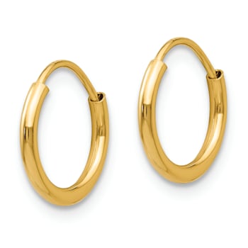14K Yellow Gold Polished Endless Hoop 3 Pair Earring Set