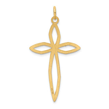14k Yellow Gold Lasered Passion Cross Pendant
