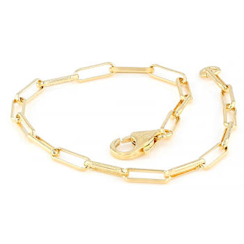 Paperclip Link Bracelet In 18K Gold Over Bronze
