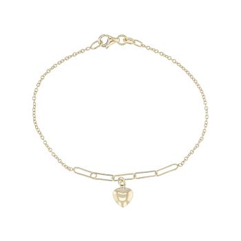 Puff Heart Charm Bracelet In 10K Gold