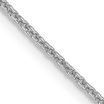 Rhodium Over 14k White Gold 0.9mm Solid Cable 20 Inch Chain
