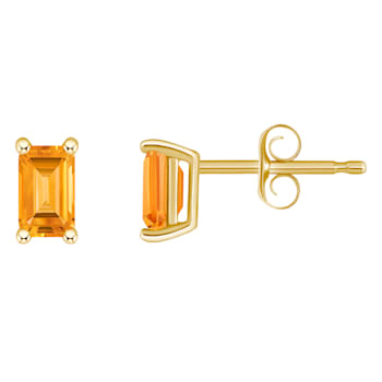 5x3mm Emerald Cut Citrine 14k Yellow Gold Stud Earrings
