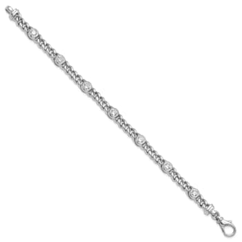 Rhodium Over 18K White Gold Diamond Curb 7.5-inch Bracelet 1.75ctw
