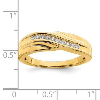 14K Yellow Gold Men's Diamond Band 0.15ctw