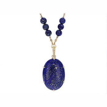 Lapis Lazuli And Azurite In Granite Matrix Reversible Enhancer Necklace
In 18K Gold Over Sterling Silver