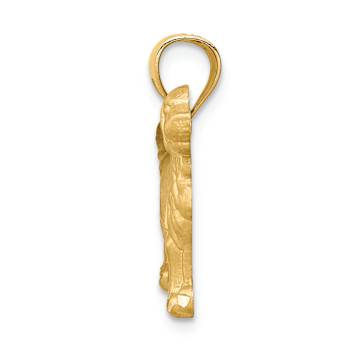 14k Yellow Gold Brushed and Diamond-Cut Golden Retriever Pendant