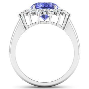 4.22ctw Violet Tanzanite and Diamond 14K White Gold Halo Ring