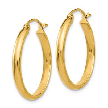 14k Yellow Gold 3/4" Round Tube Hoop Earrings