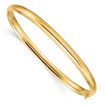 14k Yellow Gold 5mm Oversized High Polished Hinged Bangle Bracelet