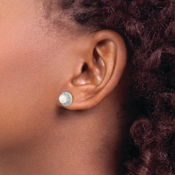 14K Yellow Gold and Rhodium 5-6mm Button Freshwater Cultured Pearl
0.05ct Diamond Post Earrings
