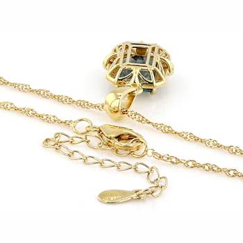 Blue Chalcedony Rectangular Octagonal And White Zircon Pendant Necklace
In 18K Gold Over Sterling Silver 2.81ctw