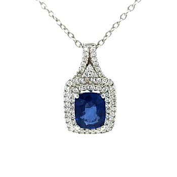 2.86 Ctw Sapphire and 0.71 Ctw White Diamond Pendant in 14K WG