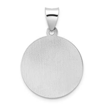 Rhodium Over 14k White Gold Polished and Satin Saint Nicholas Medal Pendant