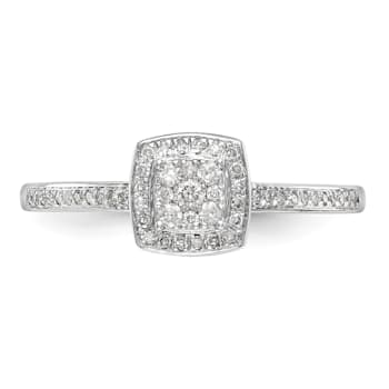Rhodium Over 14K White Gold Diamond Cluster Engagement Ring 0.20ctw