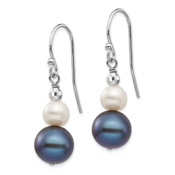 Rhodium Over 14K White Gold 6-9mm Semi-round Freshwater Cultured Pearl
Graduated Dangle Earrings