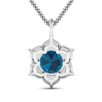 2.05ctw 14K White Gold Blue London Blue Topaz and White Diamond Pendant
with 18 inch Cable Chain