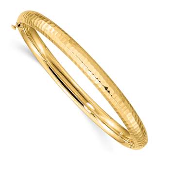 14k Yellow Gold 4.75mm Hammered Children's Hinged Bangle