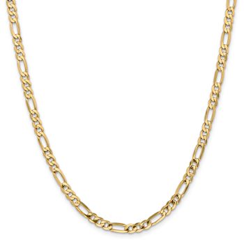 14k Yellow Gold Polished Solid 4.75mm Flat Figaro Link 26 Inch Chain