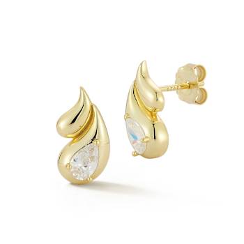 Sterling Statements 14K Yellow Gold Over Sterling Silver CZ Double
Teardrop Studs
