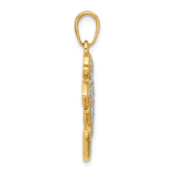 14k Two-tone Gold Diamond-Cut OM Pendant
