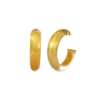 14K Yellow Gold Over Sterling Silver Illusion Acrylic Hoops in Golden Nugget