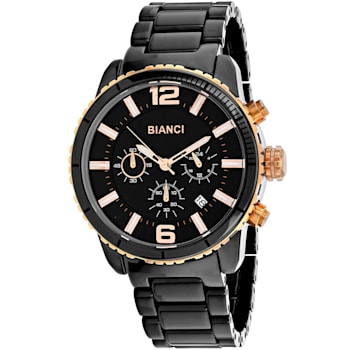 Roberto Bianci Men's Amadeo Black Dial with Rose Accents Black Ceramic Watch