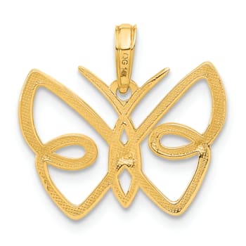 14k Yellow Gold Polished Butterfly Pendant