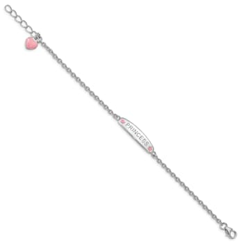 Rhodium Over Sterling Silver Enameled PRINCESS with 1-inch Extender
Children's Bracelet