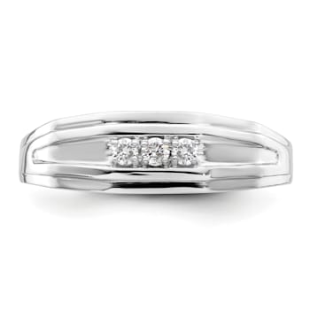 Rhodium Over 14K White Gold Lab Grown Diamond Men's Ring