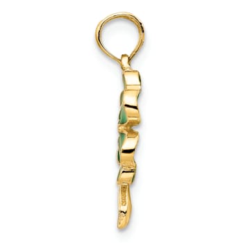 14K Yellow Gold 4-Leaf Clover Enameled Pendant