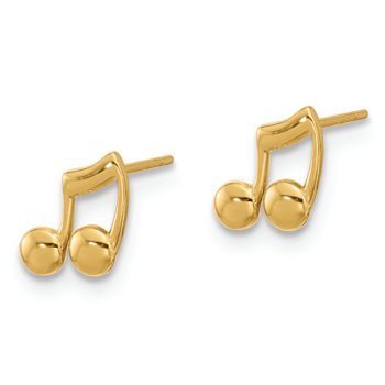 14K Yellow Gold Polished Music Notes Stud Earrings
