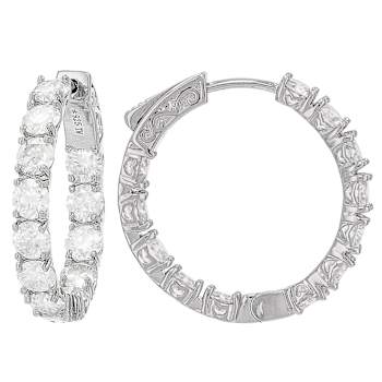 Moissanite Inside-Out Hoop Earrings In Sterling Silver