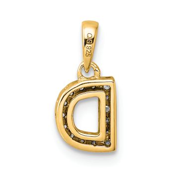 14K Yellow Gold Diamond Letter D Initial with Bail Pendant