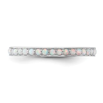Sterling Silver Stackable Expressions Lab Created Opal Ring 0.87ctw
