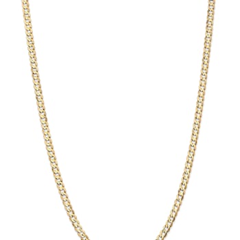14k Yellow Gold 4.5mm Solid Open Concave Curb 18 Inch Chain