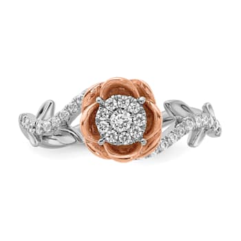 14K Two-tone White and Rose Gold Diamond Fashion Band
